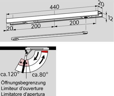 Image du produit Dormakaba Rail de guidage G 96 N20 K8/12 (Porte de chambre, Porte d'entrée, Porte en bois, Porte-fenêtre, Intérieur)