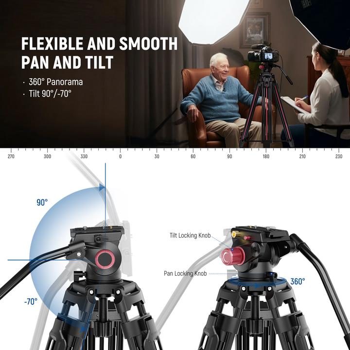 Actual product image Neewer One-Step 200cm Heavy Duty Video Tripod With Fluid Drag Head