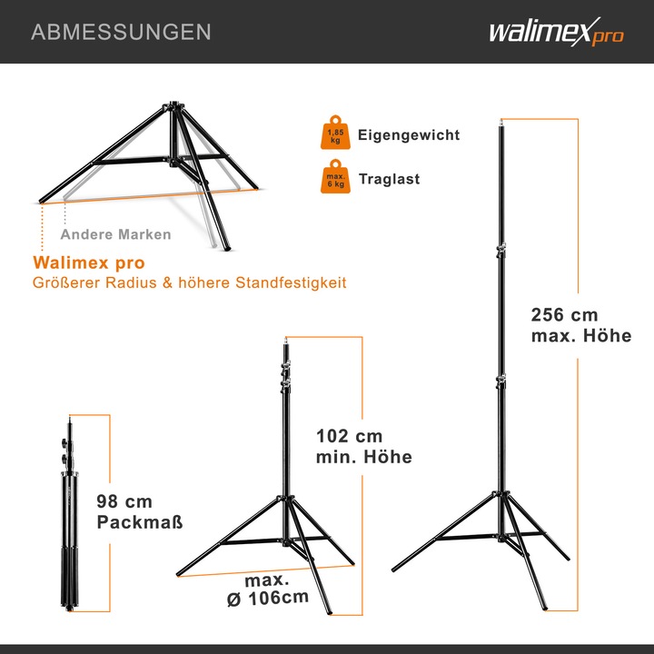Actual product image Walimex WT-806 Lamp tripod set (256 cm, 6 kg)