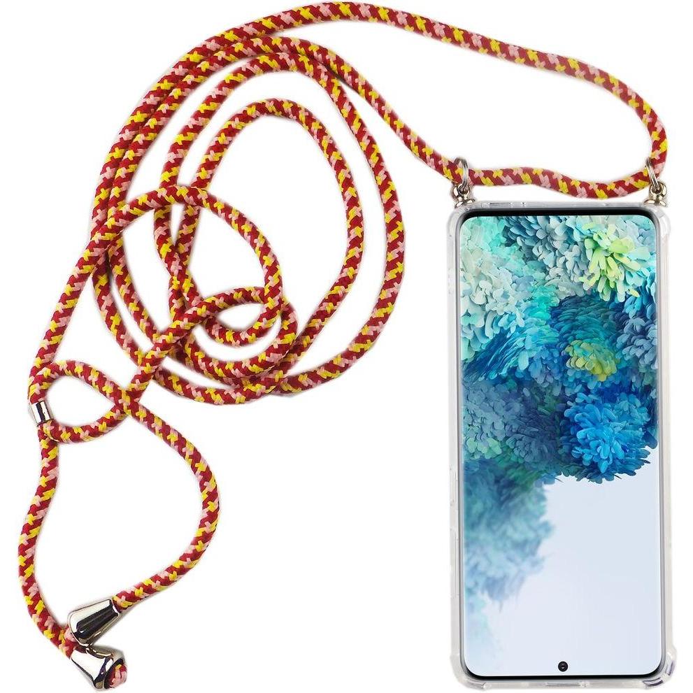 König Design Handykette für Samsung Galaxy S20 Band Case zum umhängen mit Kordel Etui Rot Neu, Handykette, Transparent