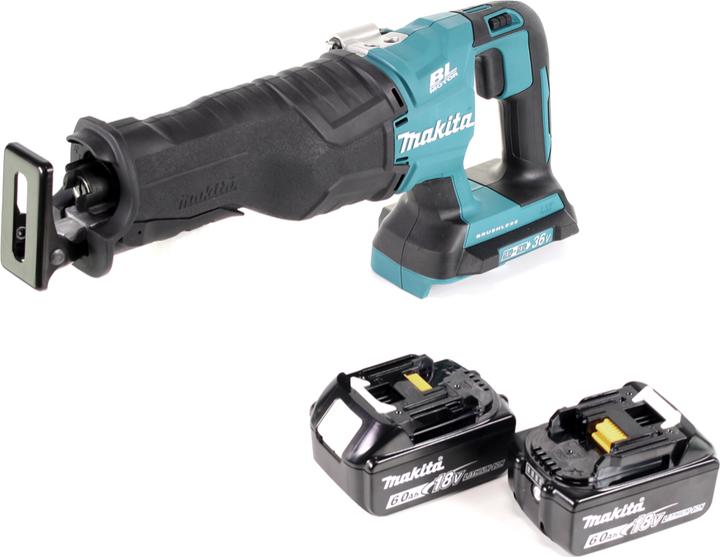 Actual product image Makita DJR 360 G Battery Reciprocating Saw 36V ( 2x18V ) Brushless reciprocating saw + 2x 6,0 Ah battery -