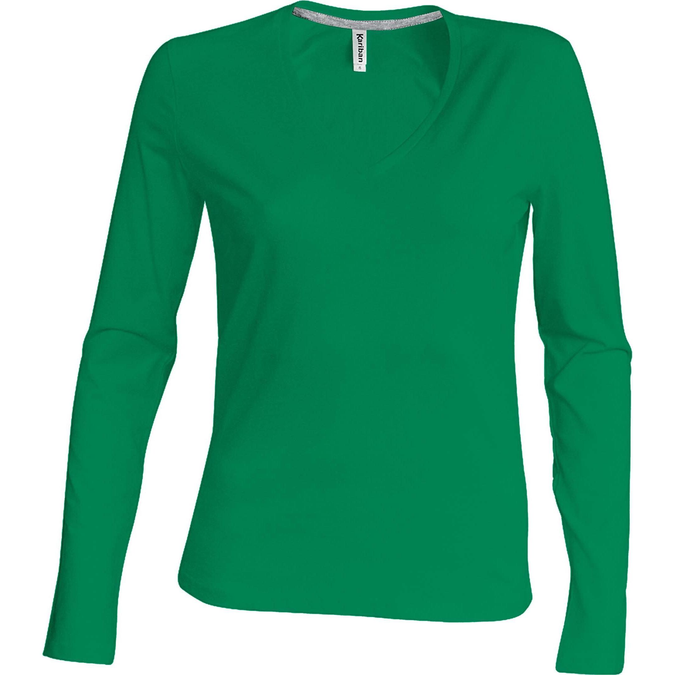 Kariban, Damen, Shirt, Col V, Grün, (L)