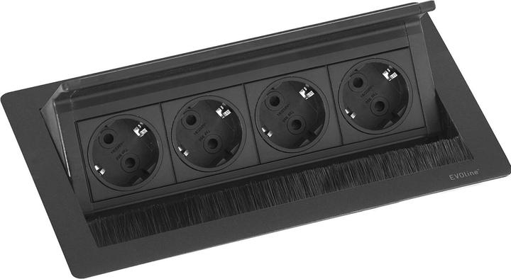 Produktbild Evoline Flip Top Push Data M Steckdosenleiste 4x Schukosteckdosen, schwarz (4 x, 3 m)