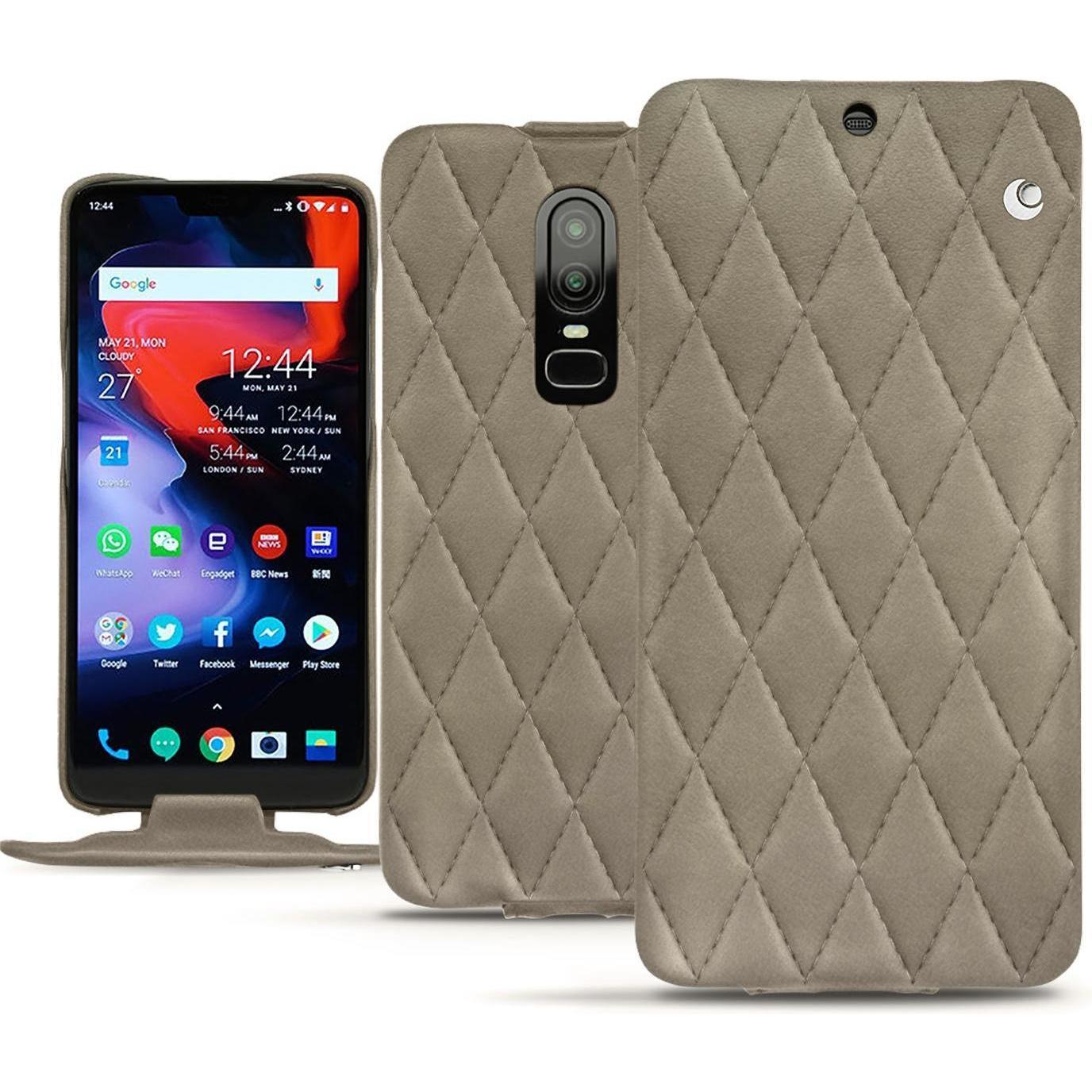 Thumbnail - Noreve Lederschutzhülle vertikal (OnePlus 6), Smartphone Hülle, Beige