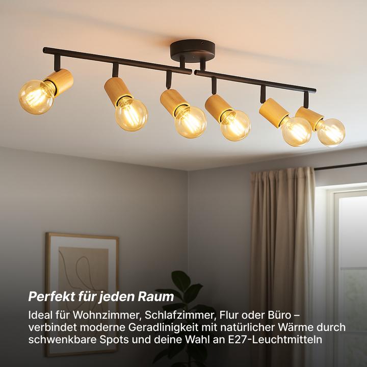 Produktbild Brilliant Kerry Spotrohr 6-flammig schwarz/holz Metall/Bambus 6x A60, E27, 40 (E27)