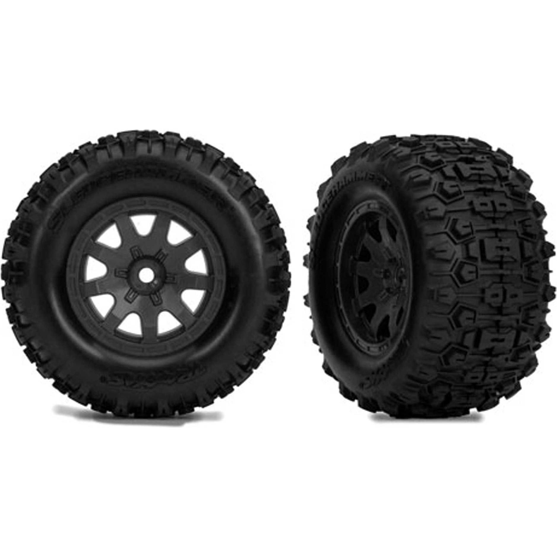 Traxxas Tires & wheels, assembled (black with satin beadlock wheels, dual profile (2.1