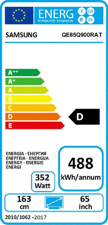 Energy Label Samsung QE65Q900R (65", LCD, 8K, 2018)