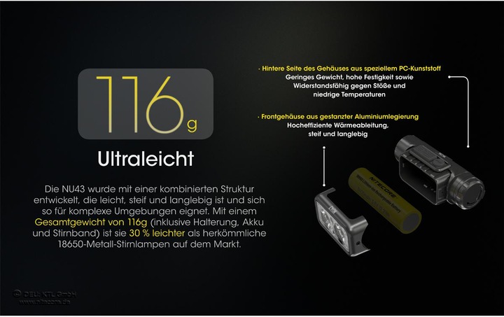 Image du produit Nitecore NU43 Noir, Jaune Lampe de poche frontale LED (1400 lm)