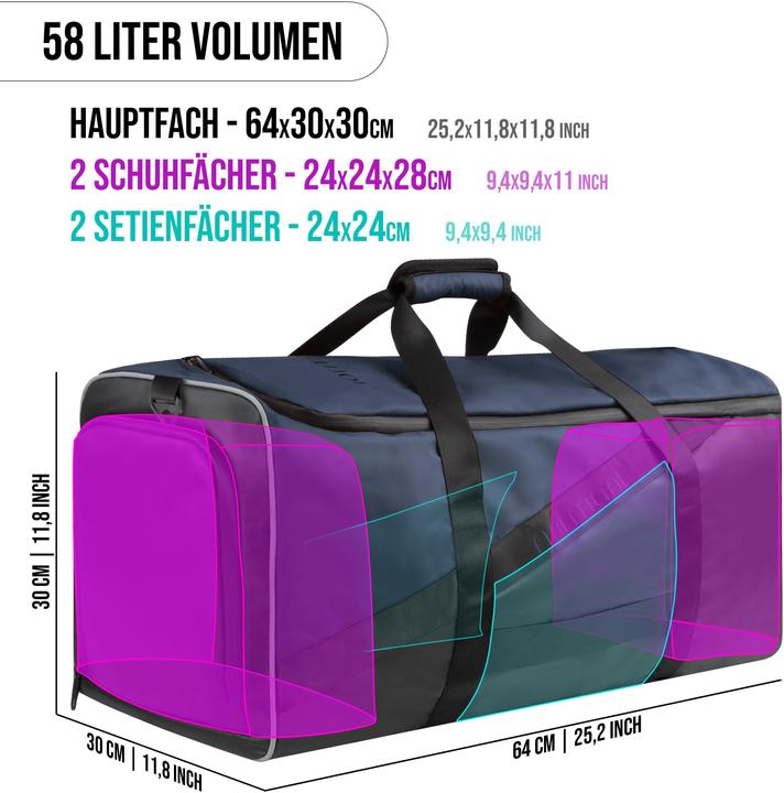 Image du produit Normani Sac de sport avec fonction sac à dos 58 l avec ceinture - 9277 (58 l)