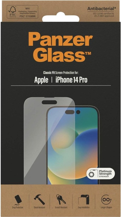 Productafbeelding PanzerGlass Classic Fit (1 Stuk, Apple iPhone 14 Pro)