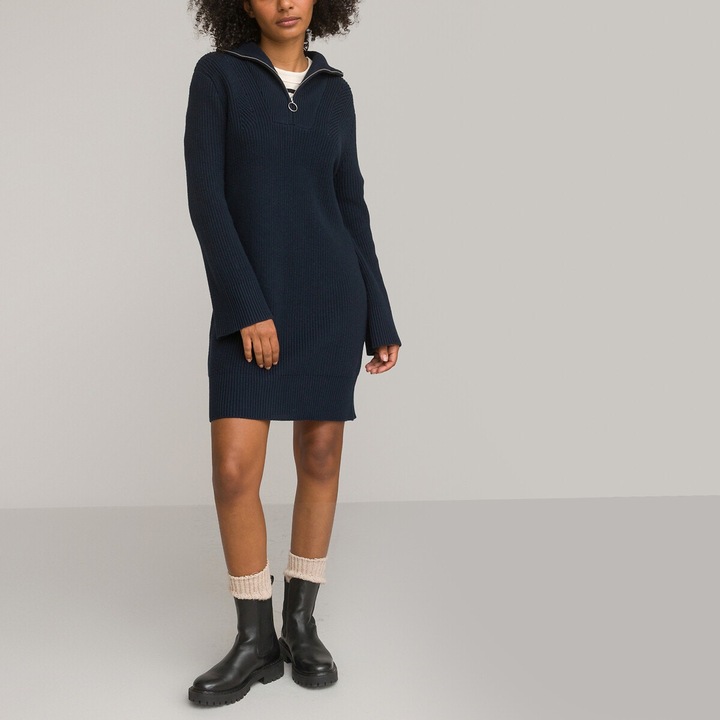 Image du produit La Redoute Collections Robe tricotée manches longues & col troyer (L)