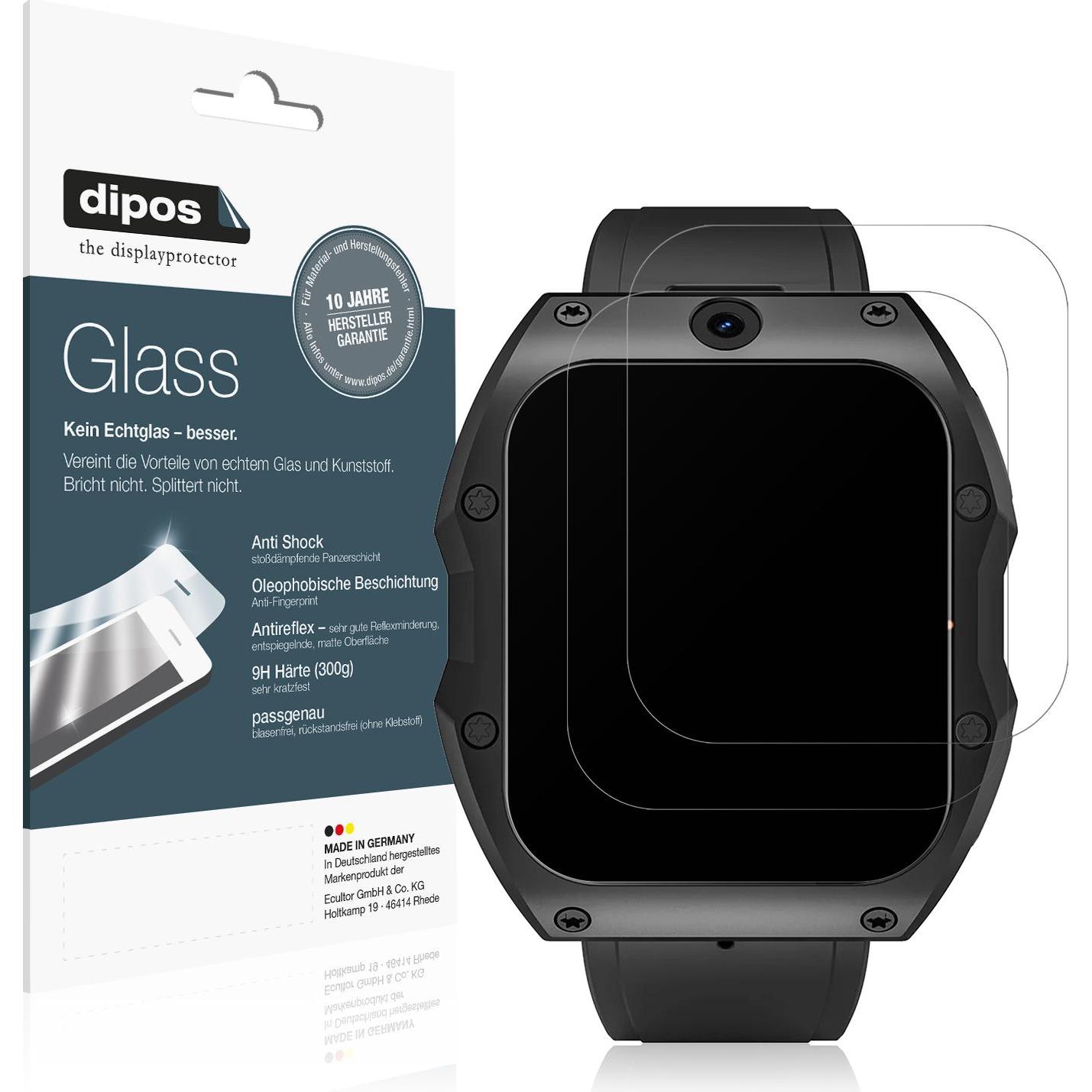 Dipos Anti-Shock Displayschutz Matt 9H, Smartwatch Schutzfolie, Transparent