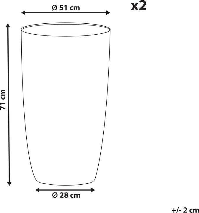 Productafbeelding Beliani Bloempot Set van 2 grijs rond 51 x 51 x 71 cm CAMIA (51 cm)