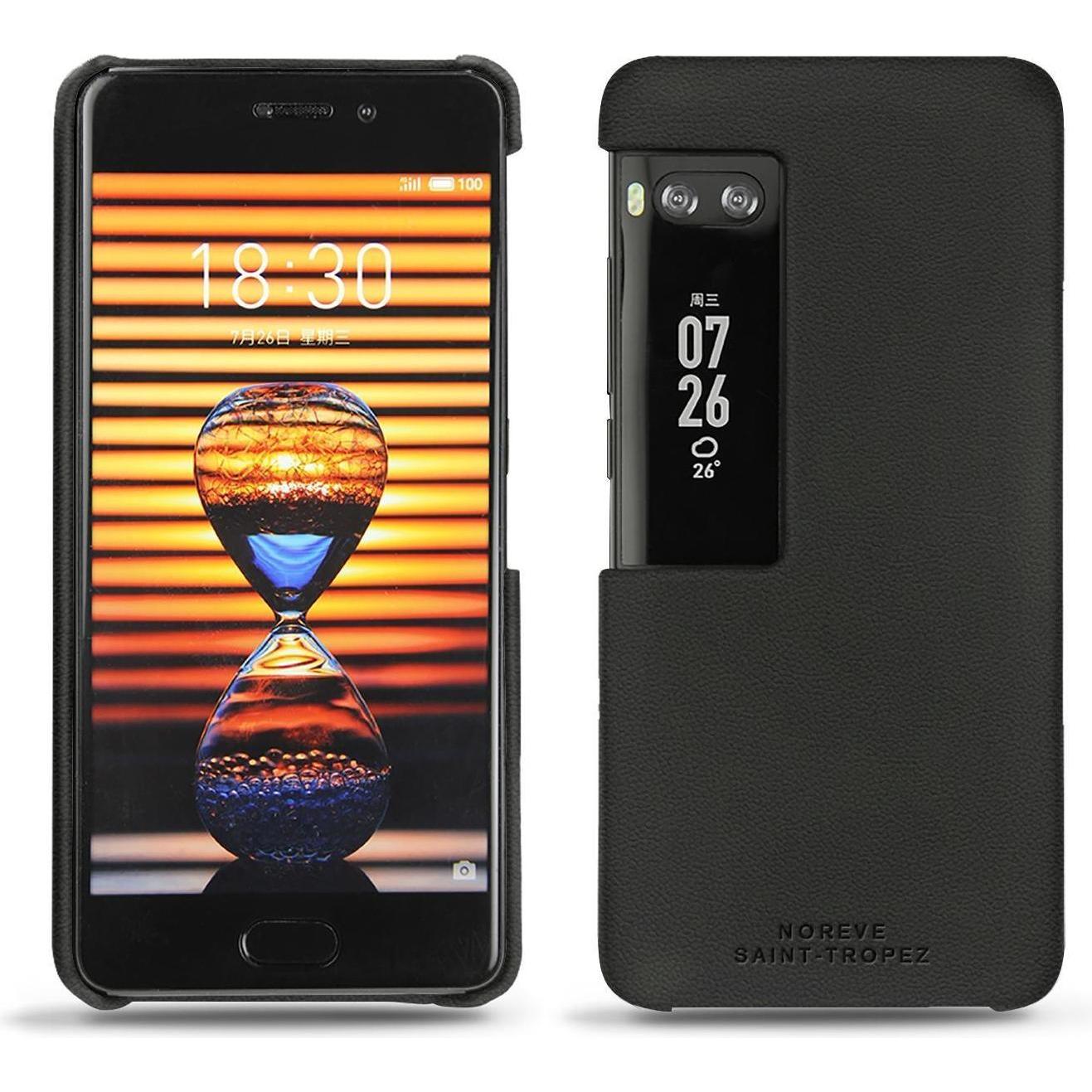 Noreve Lederschutzhülle (Meizu Pro 7 Plus), Smartphone Hülle, Schwarz