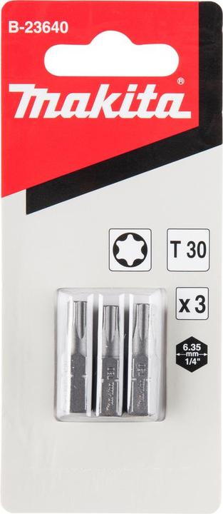 Actual product image Makita SCREW BIT 25MM TORX 30 3PCS (T30)
