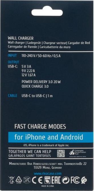 Produktbild Rivacase MOBILE CHARGER WALL/WHITE PS4101 WD4 (20 W, 1 Port)