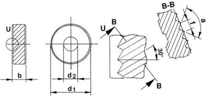 Actual product image Magni Knurling wheel PM BL 15degree 14.5x3x5 H7 P1 QUICK