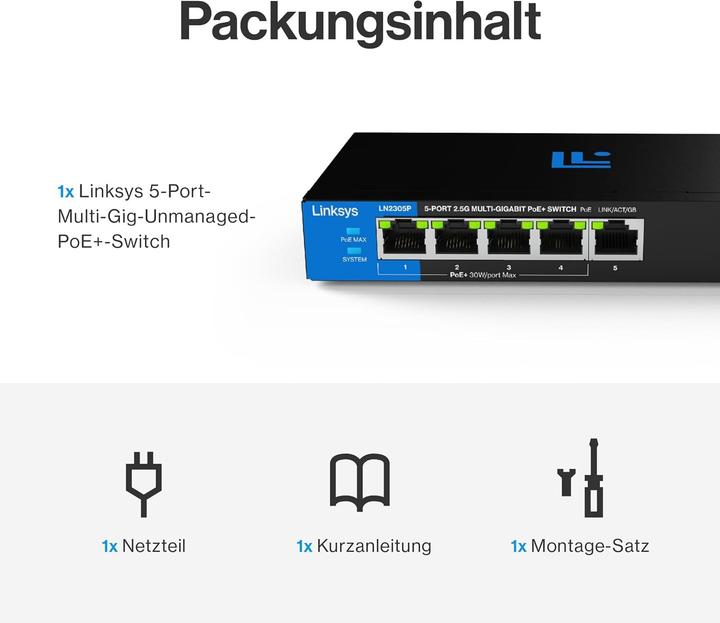Produktbild Linksys Switch PoE Non Gestito Multi-Gig 2.5G a 5 Porte (5 Ports)