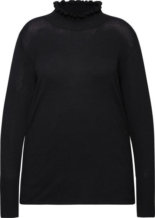Actual product image Ulla Popken Pullover, gekräuselter Stehkragen, Langarm mit Knöpfen (50, 52)