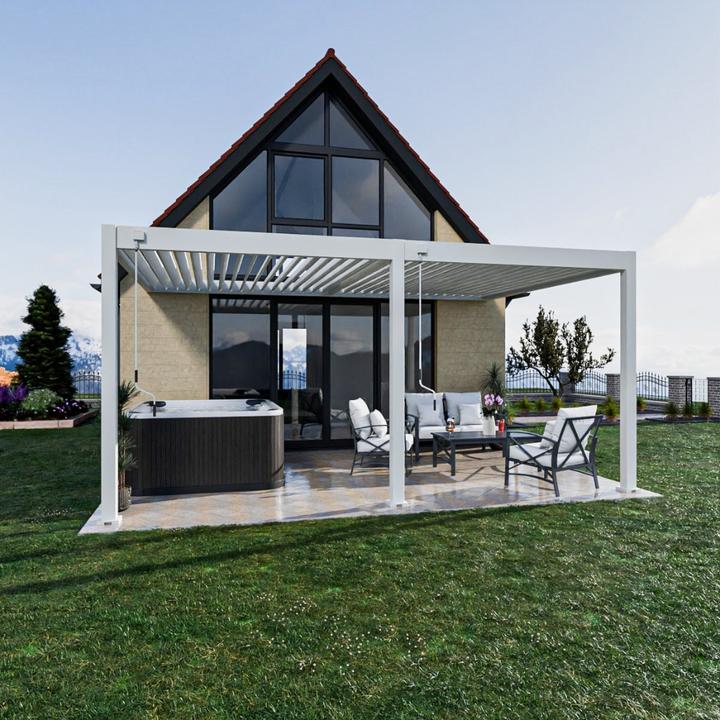 Produktbild Weide Wandpergola Deluxe Plus 3.6x5.3m Weiss (360 cm, 530 cm)