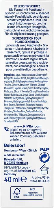 Actual product image NIVEA UV Face Sensitive (Sun cream face, SPF 50+, 40 ml)
