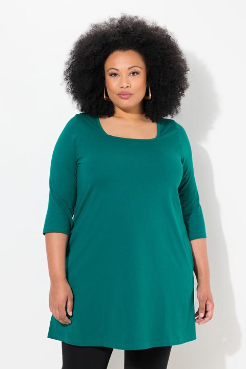 Produktbild Ulla Popken Longshirt, A-Linie, Carré-Ausschnitt, 3/4-Arm (56)