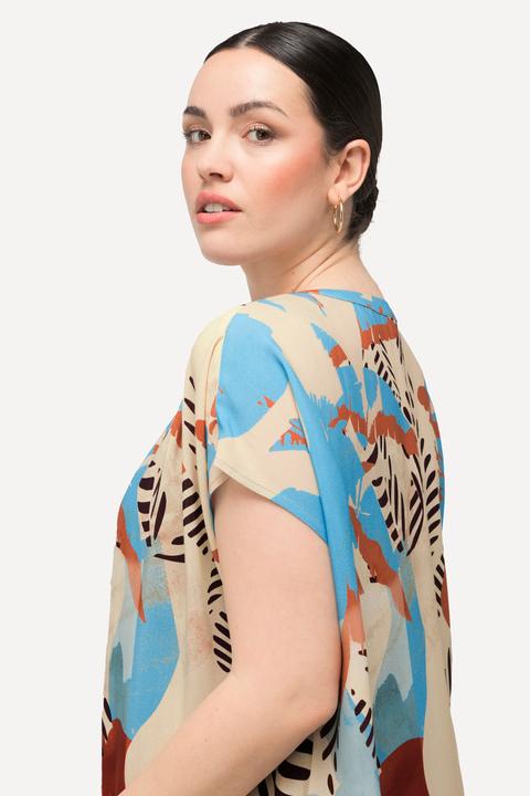 Produktbild Ulla Popken Longbluse, Palmen, Oversized, Rundhals, ärmellos (46, 48)