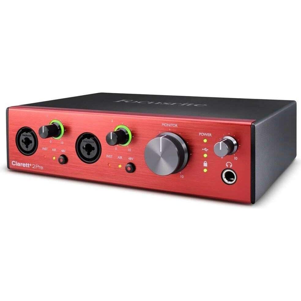 Focusrite CLARETT-2PRE+ (USB), Interfaccia audio, Rosso, Nero