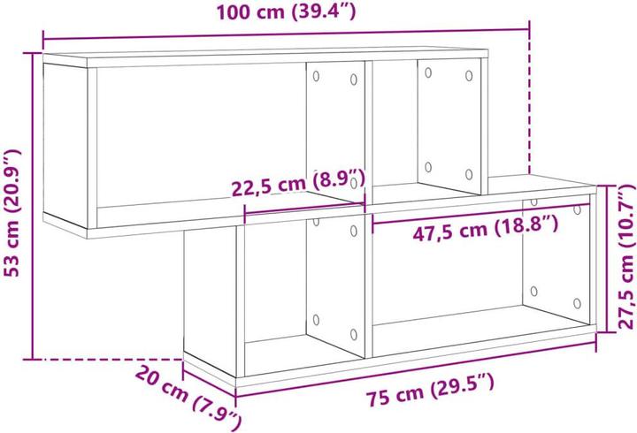 Immagine prodotto vidaXL Scaffale a muro (100 x 20 x 53 cm)