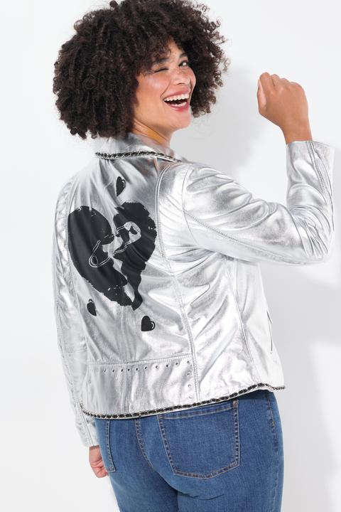 Immagine prodotto Angel of Style Leder-Bikerjacke, echtes Leder, Beschichtung, Rücken-Print (50)