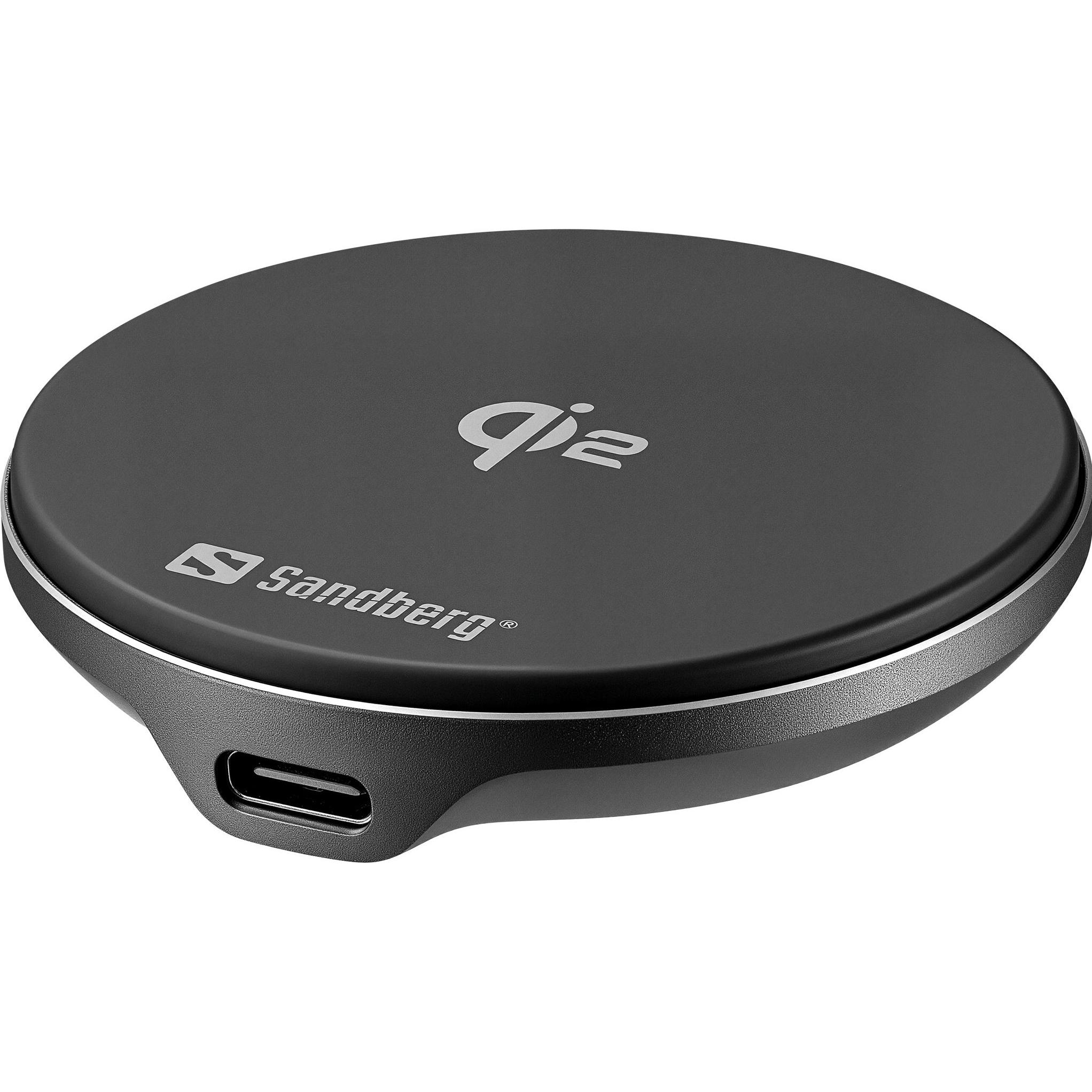 Sandberg Wireless Charger Mag Qi2 15W (15 W), Wireless Charger, Schwarz