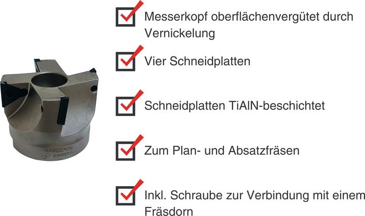 Image du produit Paulimot Messerkopf 50 mm mit 4 Schneidplatten (TiAlN-beschichtet)
