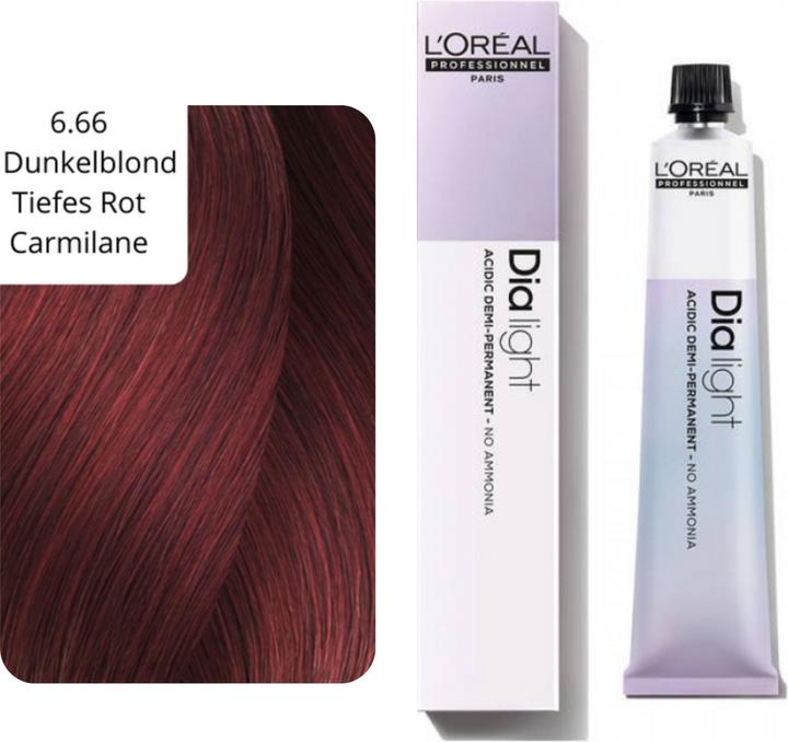 Produktbild L'Oréal Professionnel Dia Light (6.66 Dunkelblond Tiefes Rot Carmilane)
