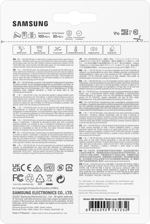 Image du produit Samsung PRO Endurance (32 Go, microSDHC, U1, UHS-I)