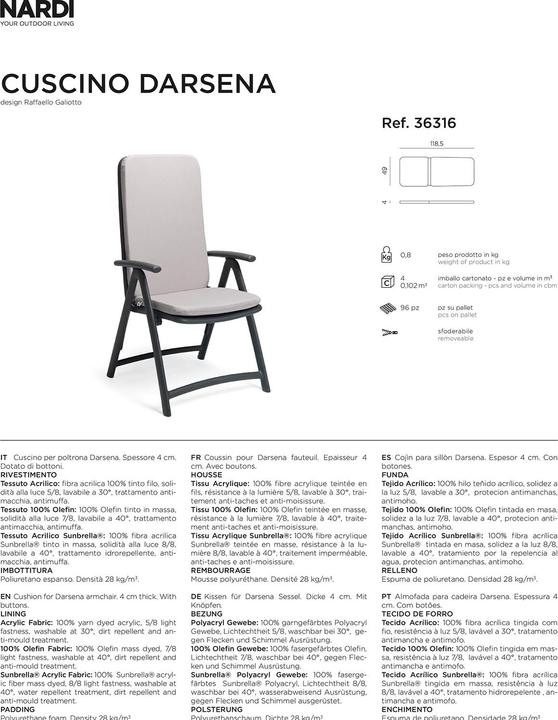 Immagine prodotto Nardi Darsena (118,5 x 49 cm)
