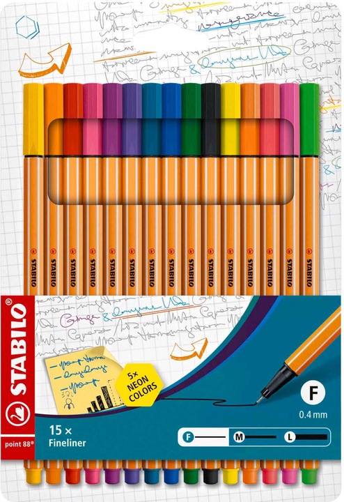 Produktbild STABILO point 88 Fineliner (Mehrfarbig, 5 x)