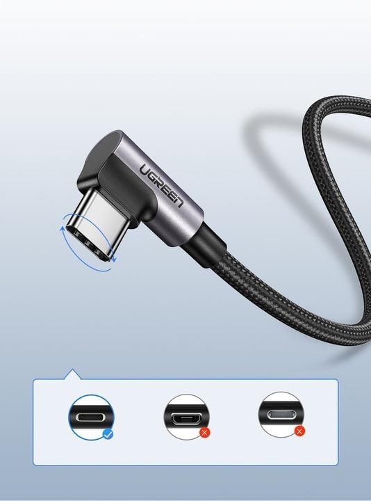 Productafbeelding Ugreen USB-C Haaks naar USB-A 2.0 A 3A Datakabel (2 m, USB 2.0, 18 W)