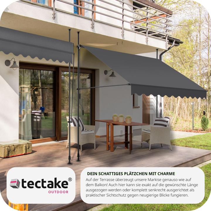 Produktbild tectake Klemmmarkise mit Handkurbel, höhenverstellbar (2.50 m)