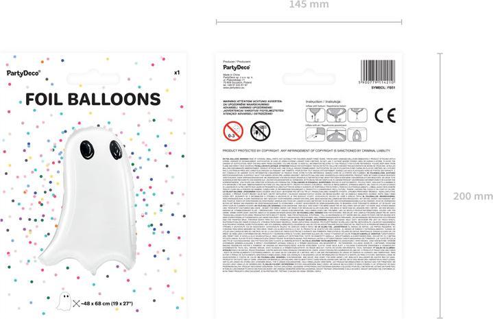 Actual product image Partydeco Foil Balloon Ghost Jumbo - empty (1 x)