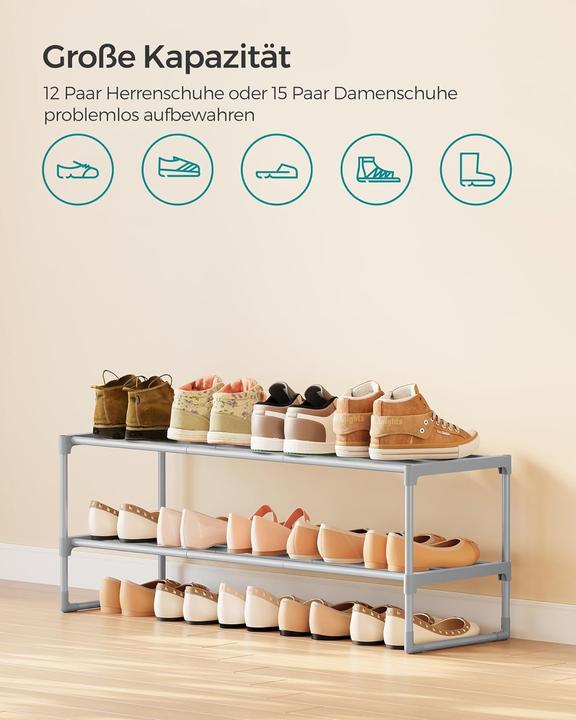 Actual product image Songmics 2 Ebenen Schuhregal, LSA012G01, erweiterbar (92 x 30 x 34 cm)