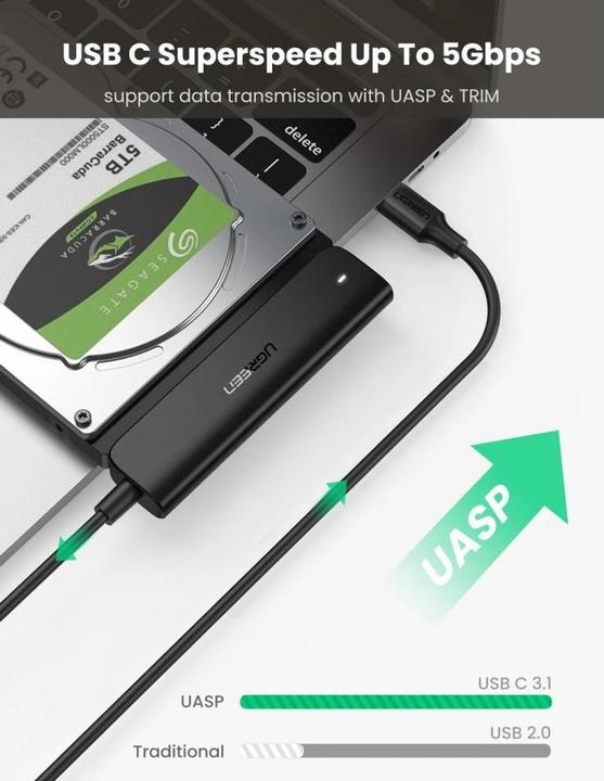 Immagine prodotto Ugreen Adattatore da USB-C a SATA 3.0 per HDD SSD da 2,5" SATA