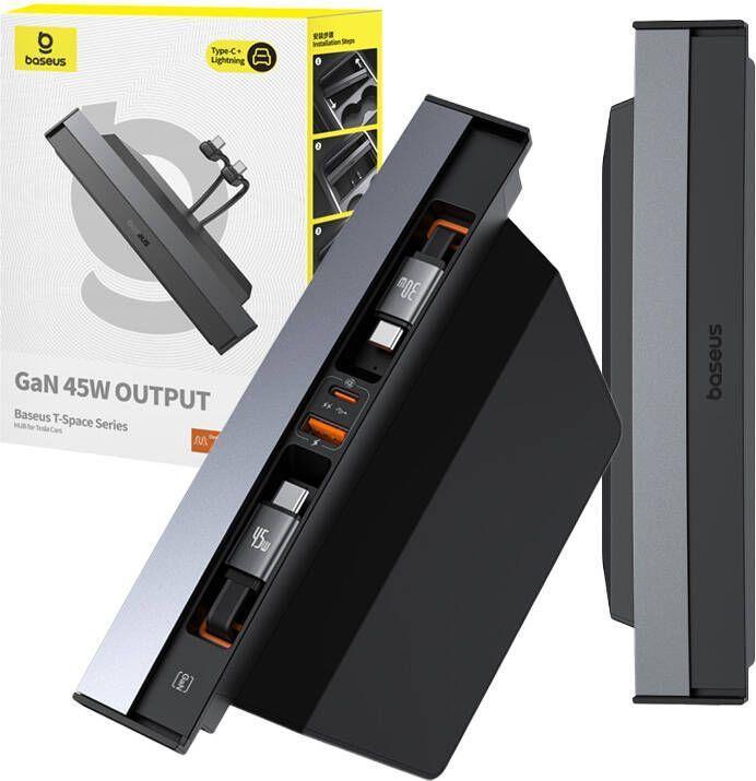 Immagine prodotto Baseus Hub T-Space con cavi da USB-C a USB-C per auto Tesla (nero) (USB-C, 3 porte)