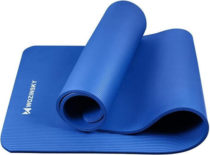 Actual product image Wozinsky exercise mat 181 x 63 x 0.9 cm thick gymnastics yoga mat blue (9 mm)