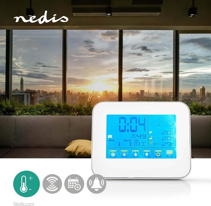 Actual product image Nedis Weather Station - Wireless Sensor - Alarm Clock - Weather Forecast Indoor and Outdoor - Slim and