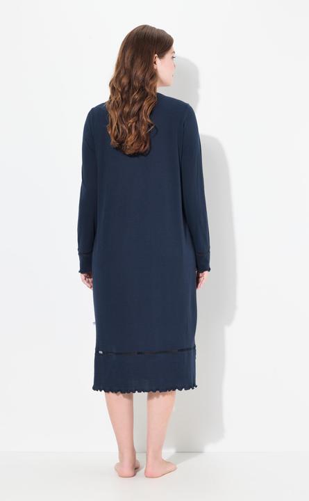 Image du produit Ulla Popken Chemise de nuit à manches longues. Col rond et ruban en crochet (42, 44)