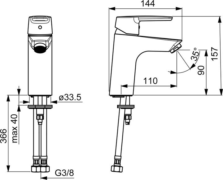 Produktbild Hansa HANSAPOLO Waschtisch-Einhebelmischer, Ohne Ablaufgarnitur, Ausladung 110mm, 51522293