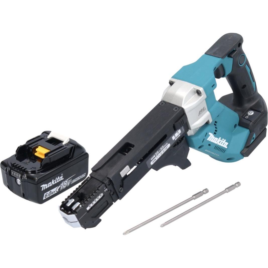 Thumbnail - Makita, Bohrmaschine + Akkuschrauber, DFR 551 G1 Akku Magazinschrauber 18 V 25 - 55 mm Brushless + 1x Akku 6,0 Ah - ohne...