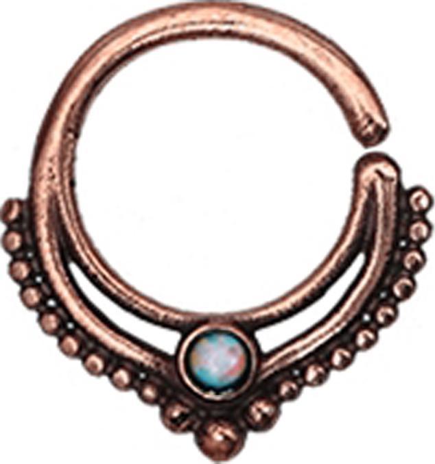 Actual product image Star Piercing Micro Piercing Ring rosegold Kugelrand mit Opal weiss (without brass, Bronze)