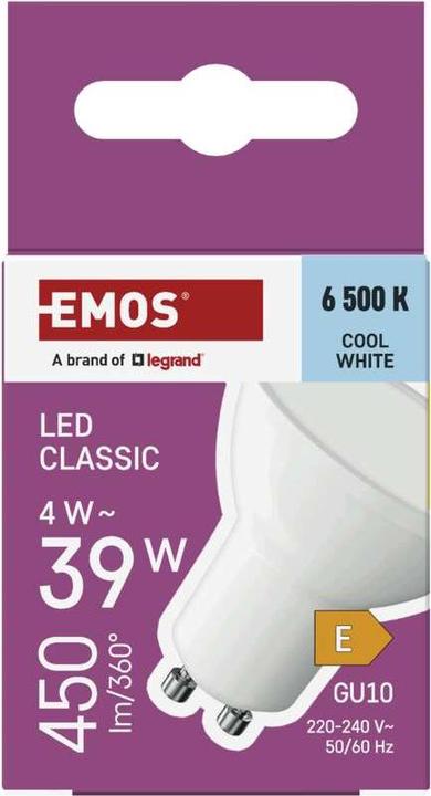 Actual product image Emos LED Bulb Classic MR16 white/ GU10 / 4 W (39 W) / 450 lm / Cool White (GU10, 450 lm, 1x)