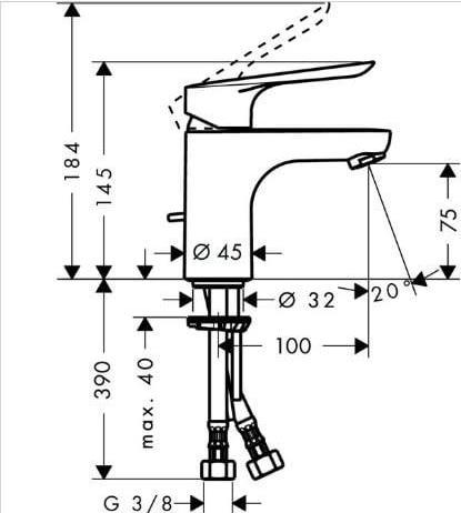 Actual product image hansgrohe HG DIY Logis E 70 HV mixer - w/Law Logis E 70 lift-up washbasin mixer